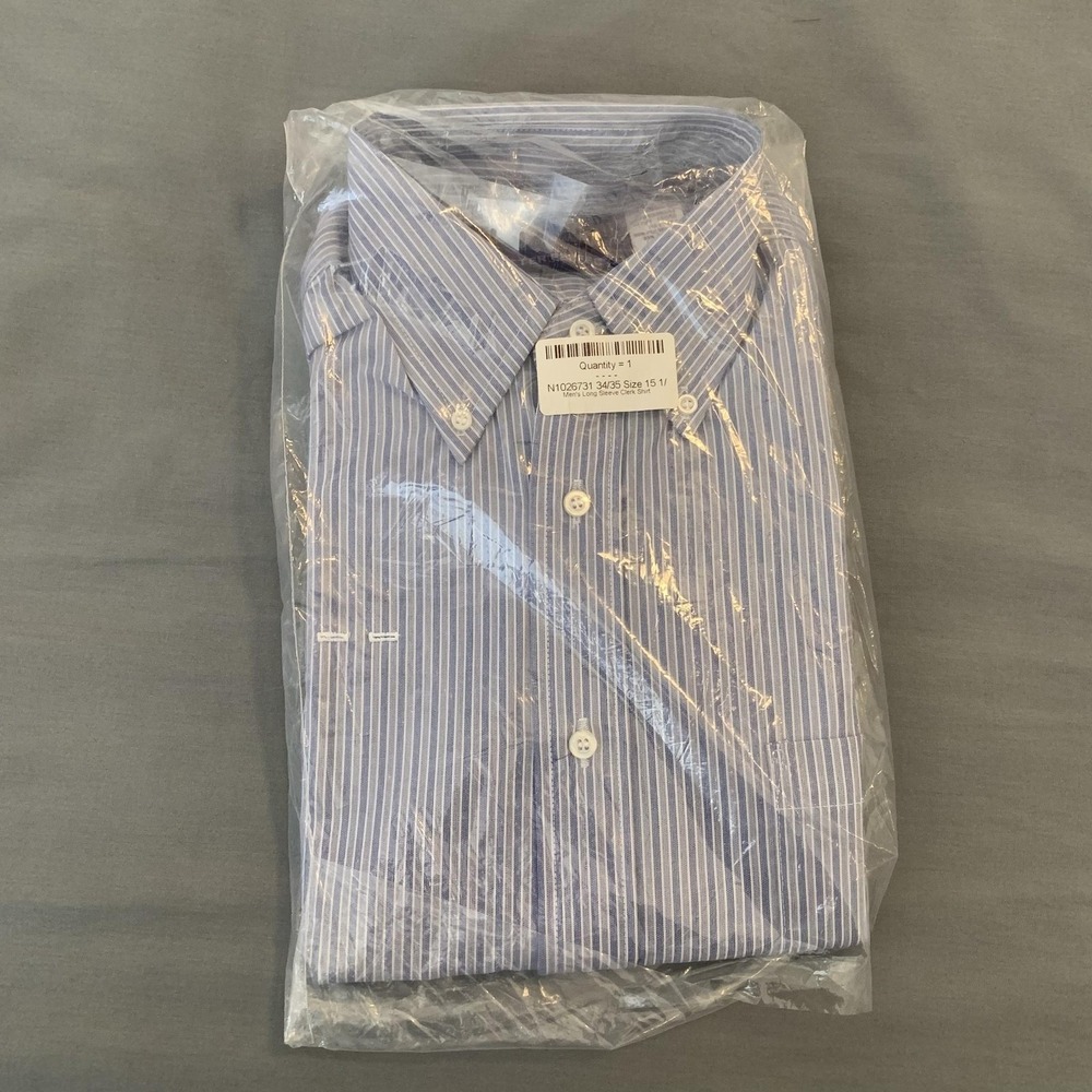 Horace Sm. Dress Shirt Mens 15.5 34/35 Blue Stripe Long Sleeve Clerk Shirt USPS